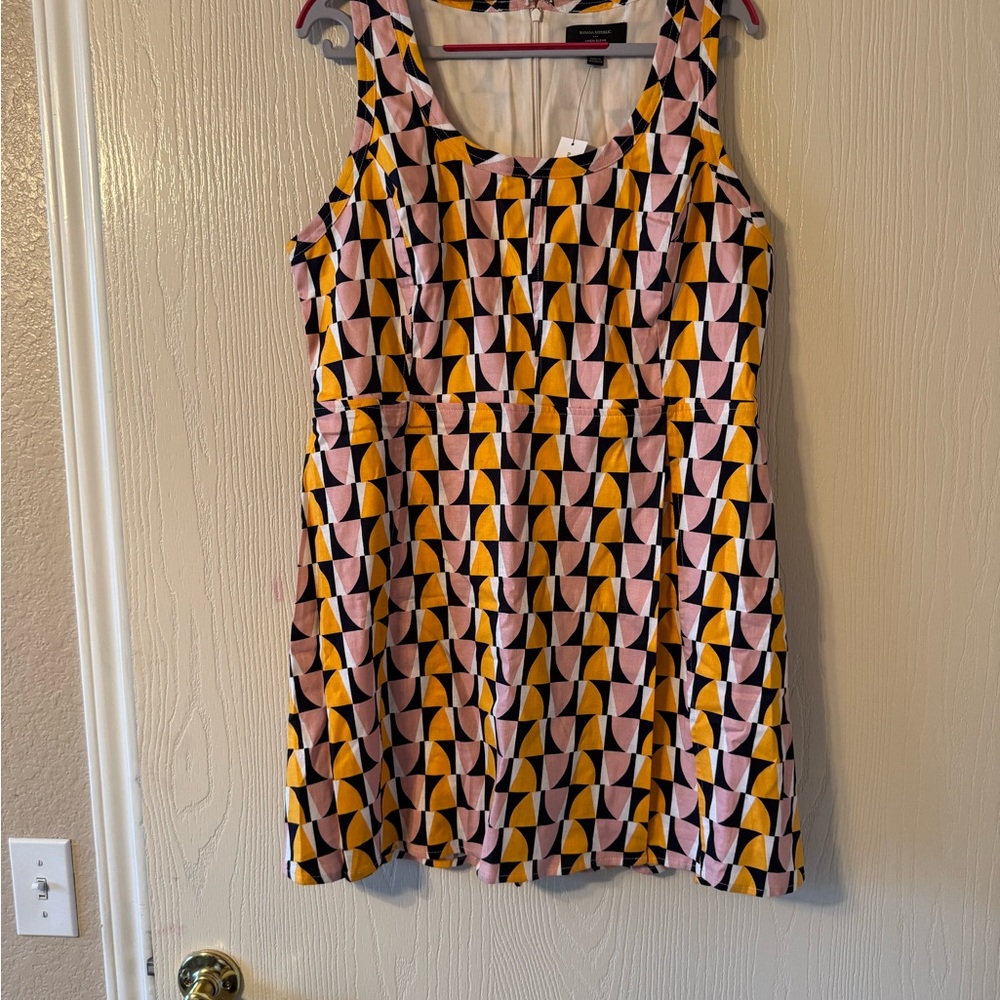 Banana Republic Geometric Patterned Dress in Pink, Yellow, and Black